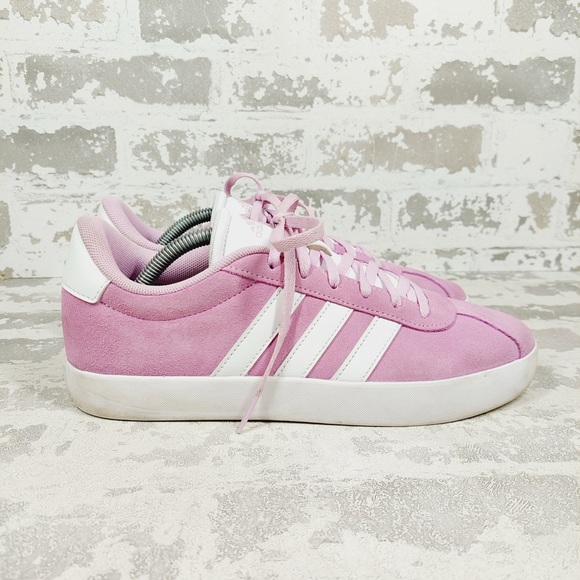 NEW Adidas Powder Pink Sleek Suede Lace Up Streetwear Casual Sneaker E117 - Picture 5 of 11